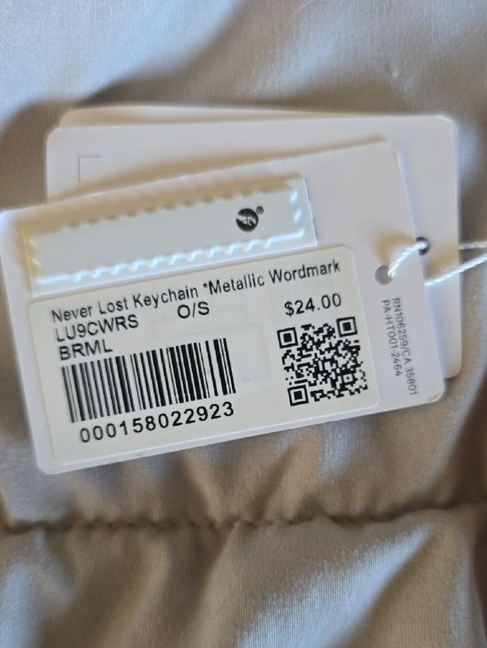 lululemon Neverlost KEYCHAIN metallic Wordmark